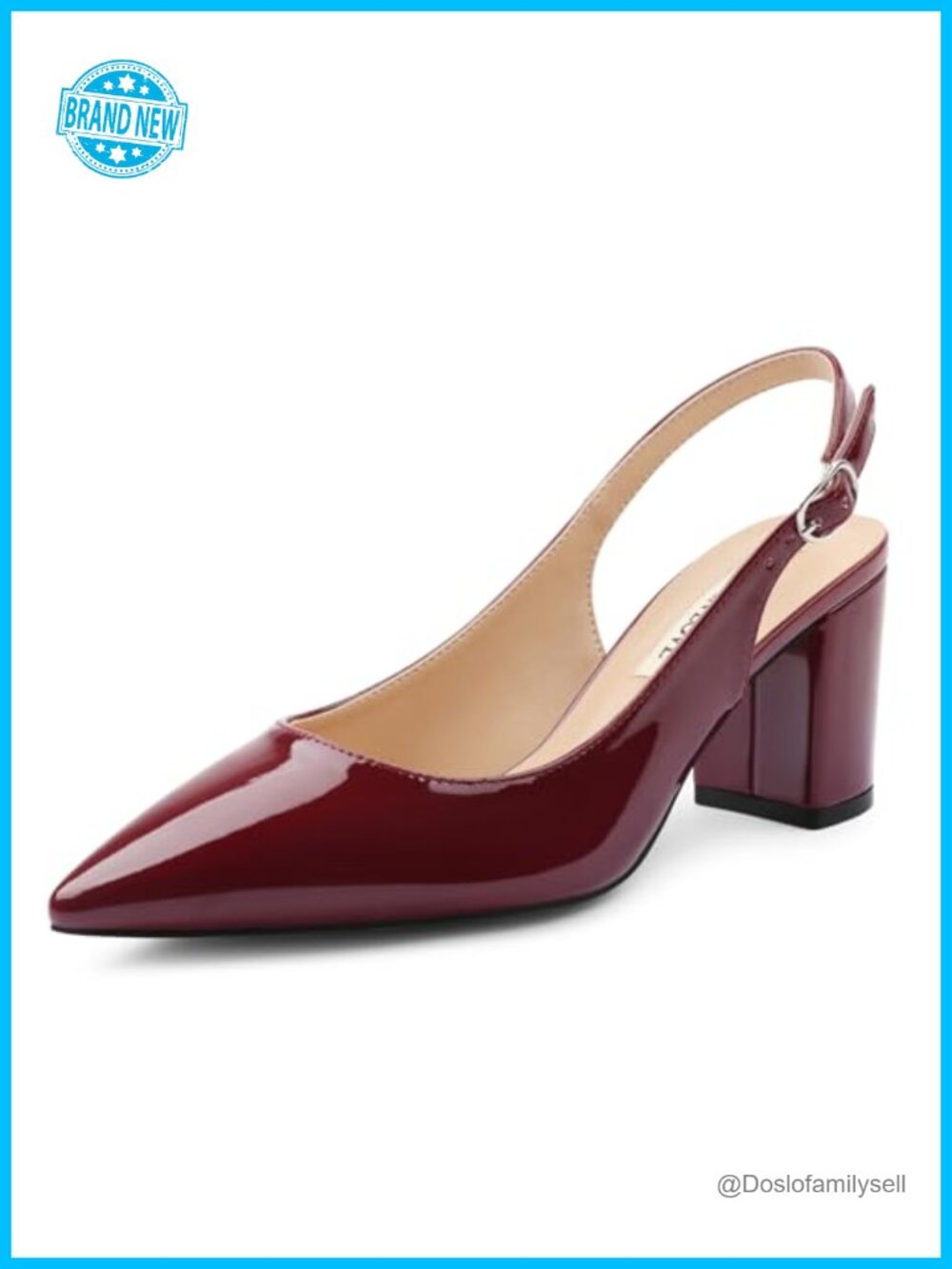 Pointed Toe Chunky Block Heel Pumps Slingback Business Casual